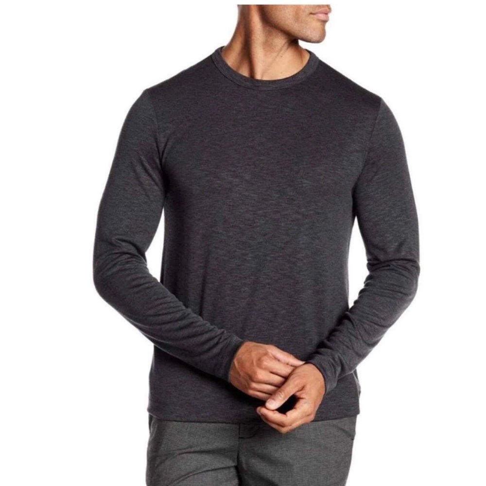Theory Gaskell Long Sleeve Essential Top Charcoal Grey Large